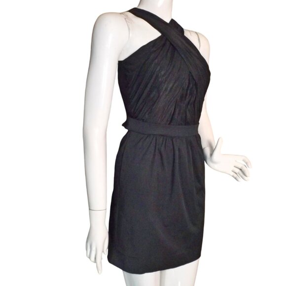 ARMANI EXCHANGE Dress, 2, Short, Crinkled Crossed Neck, Black, Sleeveless, Mini - Picture 4 of 10